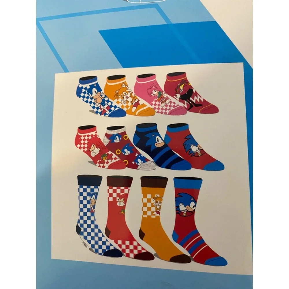 New Sonic the Hedgehog 12 Days of Socks Men's Shoe Size 10 - 13‎ Gift Box